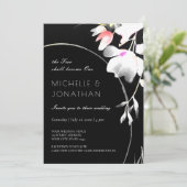 Modern Zwart & Wit Bloemen Inspirerend Bruiloft Kaart (Staand voorkant)