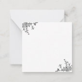 Modern zwart-wit bloemenbekermonogram notitiekaartje (Achterkant)
