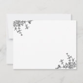 Modern zwart-wit bloemenbekermonogram notitiekaartje (Achterkant)