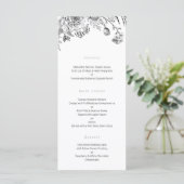 Modern zwart-wit bloemenbruiloft menu (Staand voorkant)