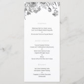 Modern zwart-wit bloemenbruiloft menu (Voorkant)