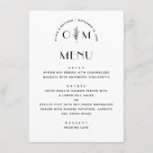 Modern zwart-wit bloemig huwelijk | Minimalistisch Menu (Voorkant)