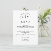 Modern zwart-wit bloemig huwelijk | Minimalistisch Menu (Staand voorkant)