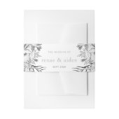 Modern zwart-wit bloemmotief uitnodigingen wikkel (Voorkant Voorbeeld)