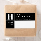 Modern zwart-wit blok Return-adres Etiket (Insitu)