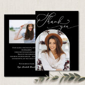 Modern Zwart Wit Boog Foto Afstuderen Bedankkaart