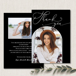 Modern Zwart Wit Boog Foto Afstuderen Bedankkaart