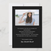 Modern Zwart Wit Boog Foto Afstuderen Bedankkaart (Achterkant)