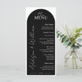 Modern zwart-wit boog-huwelijksmenu menu (Staand voorkant)