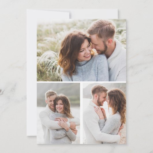 Modern zwart-wit botanisch script Vellum 4 Foto Kaart (Achterkant)