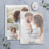 Modern zwart-wit botanisch script Vellum 4 Foto Kaart