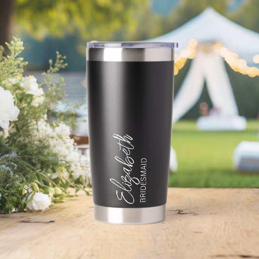MODERN ZWART-WIT BRUIDSMEISJE TUMBLER GEÏSOLEERDE DRINKBEKER (Huwelijk)