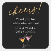 Modern zwart-wit bruiloft Dank u Sticker (Voorkant)