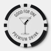 Modern Zwart Wit Bruiloft Drink Cocktail Bar Poker Chips (Voorkant)