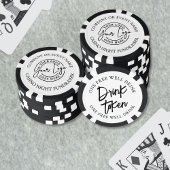 Modern zwart wit bruiloft Drink Poker Chips