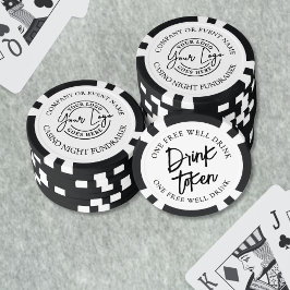 Modern zwart wit bruiloft Drink Poker Chips