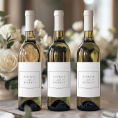 Modern zwart-wit bruiloft fles label wijn etiket