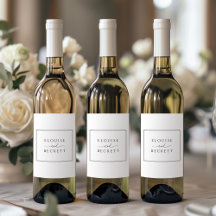 Modern zwart-wit bruiloft fles label