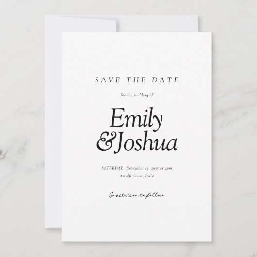 Modern zwart-wit bruiloft met foto save the date (Voorkant)