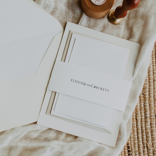 Modern zwart-wit bruiloft nodigen Belly Band Uitnodigingen Wikkel