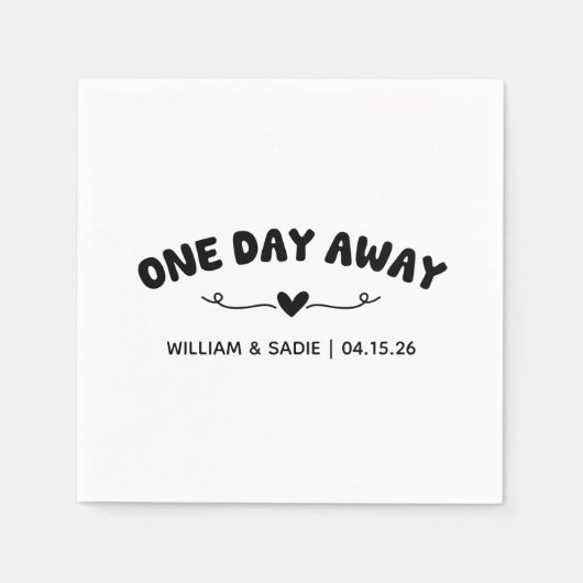 Modern zwart & wit bruiloft repetitie diner servet (Voorkant)