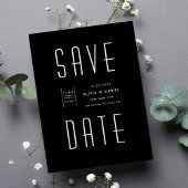 Modern Zwart & Wit Bruiloft Save the Date Kaart