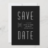 Modern Zwart & Wit Bruiloft Save the Date Kaart (Voorkant)