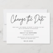 Modern zwart-wit bruiloft Verander de datum Kaart (Voorkant)