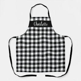 Modern zwart-wit Buffalo geruite monogram Schort