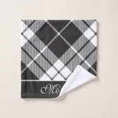 Modern zwart wit Buffalo Plaid gepersonaliseerd Bad Handdoek (Wasdoekje)