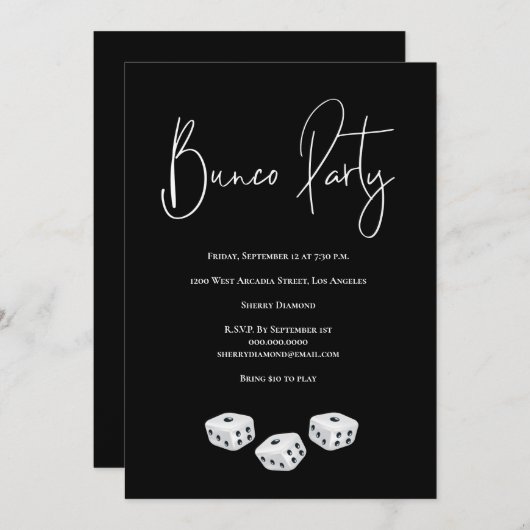 Modern Zwart Wit Bunco Party Kaart (Voorkant / Achterkant)