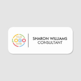 Modern Zwart Wit Business Logo Medewerker Magnetis Naamplaatje