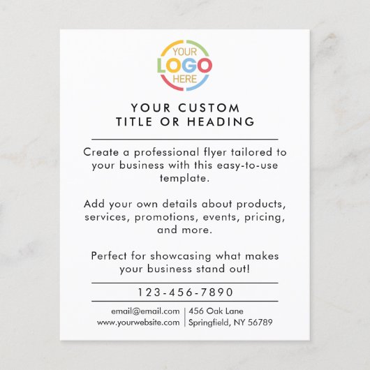 Modern zwart-wit Business Logo Promotional Flyer (Voorkant)