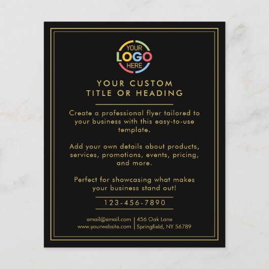 Modern zwart-wit Business Logo Promotional Flyer (Achterkant)