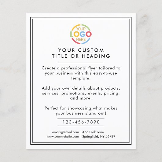 Modern zwart-wit Business Logo Promotional Flyer (Achterkant)