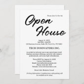 Modern Zwart & Wit Business Open Huis Kaart (Voorkant / Achterkant)