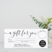 Modern zwart wit cadeau voor jou certificaat logo (Staand voorkant)