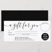 Modern zwart wit cadeau voor jou certificaat logo (Voorkant / Achterkant)