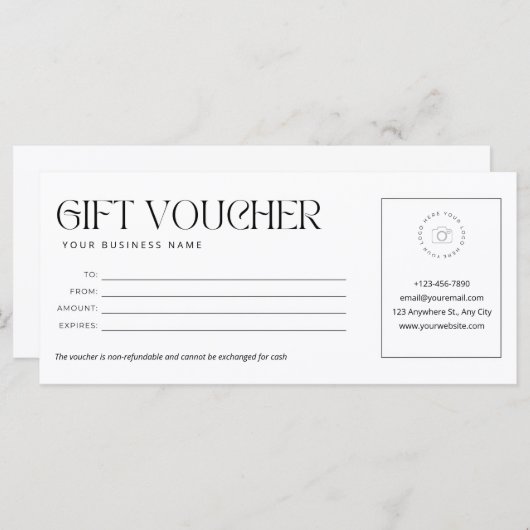 Modern zwart-wit cadeaubon (Voorkant / Achterkant)