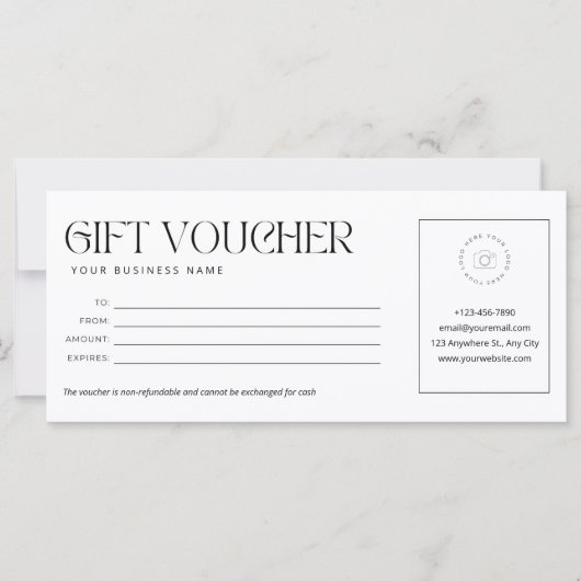 Modern zwart-wit cadeaubon (Voorkant)