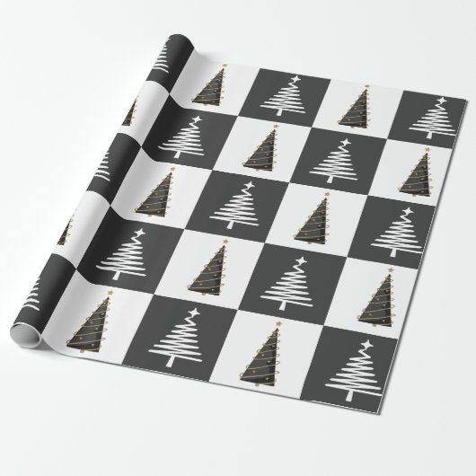 Modern zwart-wit cadeaupapier (Uitgerold)