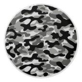 Modern zwart-wit camouflagepatroon  keramische knop (Voorkant)