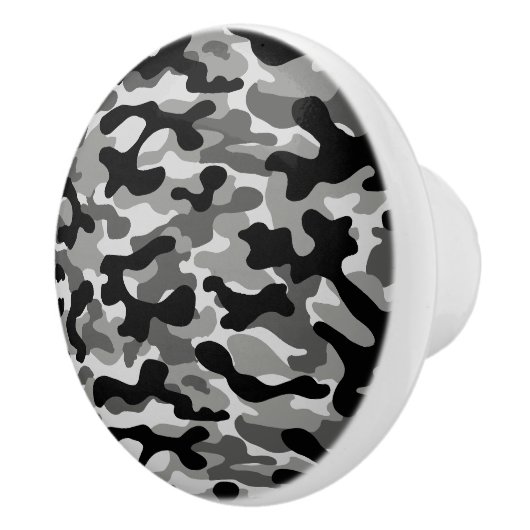 Modern zwart-wit camouflagepatroon  keramische knop (Rechts)