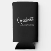 Modern zwart-wit Casual script Afstuderen Seltzer Blikjeskoeler (Achterkant)