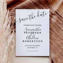 Modern zwart wit casual typografie bewaar de datum