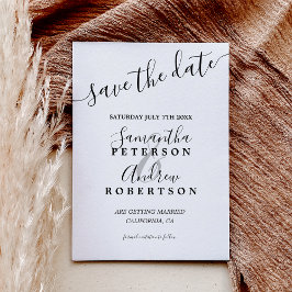 Modern zwart wit casual typografie bewaar de datum aankondigingskaart