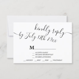 Modern zwart wit casual typografie rsvp bruiloft kaartje
