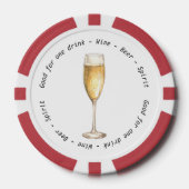 Modern Zwart Wit Champagne Drink Voucher Bruiloft Poker Chips (Voorkant)