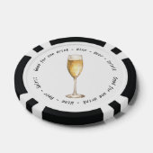 Modern Zwart Wit Champagne Drink Voucher Bruiloft Poker Chips (Enkel)