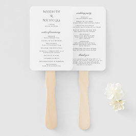 Modern zwart-wit chic huwelijksprogramma handwaaier